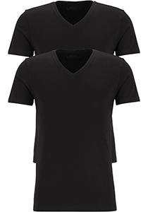 TEN CATE Basics men T-shirt (2-pack), heren T-shirts V-hals, zwart