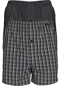 SCHIESSER Cotton Essentials boxershorts wijd (2-pack), klassiek katoen, zwart en geruit