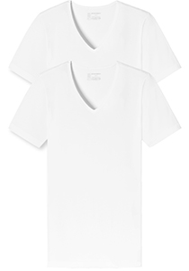 SCHIESSER 95/5 T-shirts (2-pack), V-hals, wit