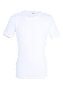 Gotzburg heren T-shirt regular fit (1-pack), doppelripp heren shirt O-hals, wit