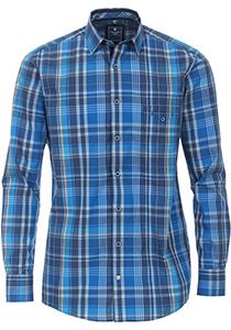 Redmond modern fit overhemd, popeline, blauw geruit