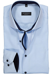 ETERNA comfort fit overhemd, niet doorschijnend twill heren overhemd, lichtblauw (blauw contrast)