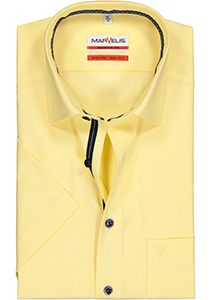 MARVELIS modern fit overhemd, korte mouw, fil a fil, geel (contrast)