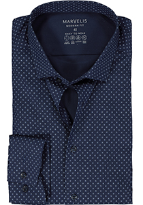 MARVELIS modern fit overhemd, popeline, donkerblauw dessin