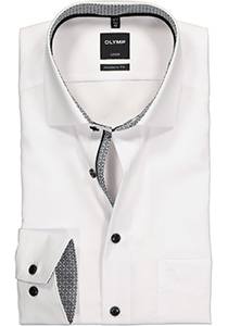 OLYMP Luxor modern fit overhemd, wit (zwart contrast)