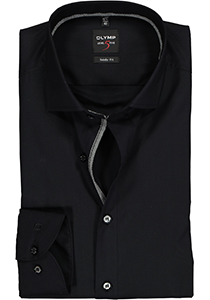 OLYMP Level 5 body fit overhemd, zwart  (contrast)