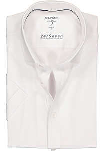 OLYMP Level 5 24/Seven body fit overhemd, korte mouw, wit tricot