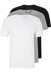 HUGO BOSS Classic T-shirts regular fit (3-pack), heren T-shirts V-hals, wit, grijs, zwart
