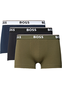 HUGO BOSS Power trunks (3-pack), heren boxers kort, zwart, olijfgroen, blauw