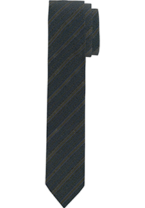 OLYMP extra smalle stropdas, olijfgroen gestreept