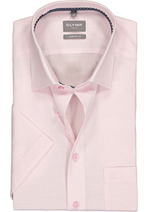 OLYMP comfort fit overhemd, korte mouw, structuur, roze (contrast)
