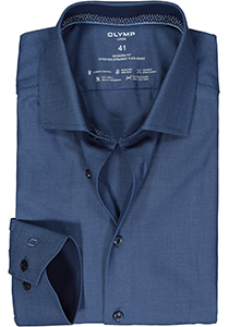 OLYMP 24/7 modern fit overhemd, herringbone, marine blauw (contrast)