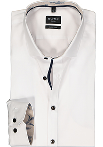 OLYMP No. 6 Six super slim fit overhemd, mouwlengte 7, popeline, wit