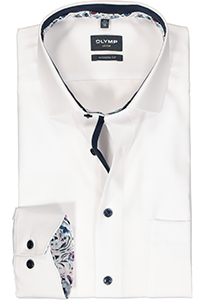 OLYMP modern fit overhemd, mouwlengte 7, popeline, wit