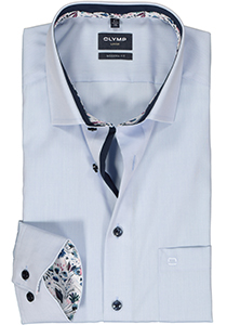 OLYMP modern fit overhemd, mouwlengte 7, popeline, lichtblauw
