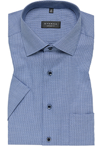 ETERNA comfort fit overhemd korte mouw, structuur, middenblauw