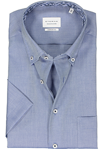 ETERNA comfort fit overhemd korte mouw, Oxford, middenblauw (contrast)