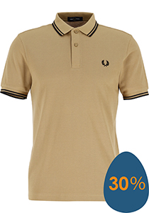 Fred Perry M3600 polo twin tipped shirt, pique, Warm Stone / Black