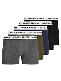 JACK & JONES Jacbasic trunks (5-pack), heren boxers normale lengte, groen, blauw, grijs en zwart