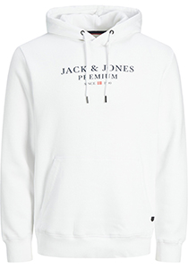 JACK & JONES Arie sweat hood slim fit, heren hoodie katoenmengsel met capuchon, wit