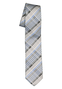 Pelucio stropdas, grijs met blauw geruit