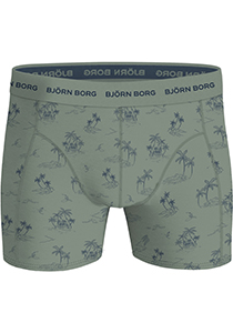Bjorn Borg Cotton Stretch boxers, heren boxers normale lengte (1-pack), groen en blauw palmbomen dessin