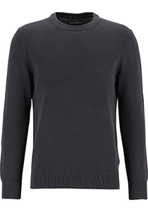 Marc O'Polo regular fit pullover, heren trui katoen met O-hals, zwart (middeldik)