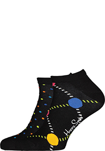 Happy Socks Mini Dot Low Sock (2-pack), zwart met kleur