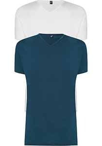 ALAN RED T-shirts Vermont (2-pack), V-hals, wit en denim blauw