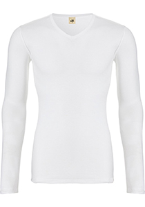 TEN CATE Thermo men V-neck long sleeve, heren thermo T-shirt lange mouw V-hals, wit