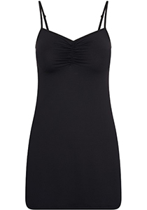 RJ Bodywear Pure Color dames jurk (1-pack), onderjurk met verstelbare bandjes, zwart