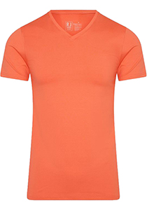 RJ Bodywear Pure Color T-shirt (1-pack), heren T-shirt met V-hals, koraal