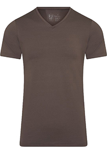 RJ Bodywear Pure Color bruin T-shirt (1-pack), heren T-shirt met V-hals, donkerbruin