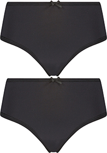 RJ Bodywear Pure Color dames extra comfort string (2-pack), zwart
