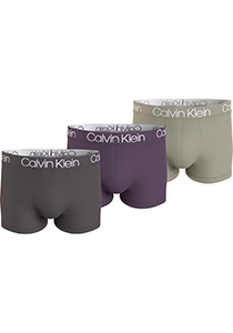 Calvin Klein Trunk (3-pack), heren boxers normale lengte, donkergrijs, paars, kaki