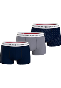 Tommy Hilfiger trunk (3-pack), heren boxers normale lengte, blauw, grijs, logoprint