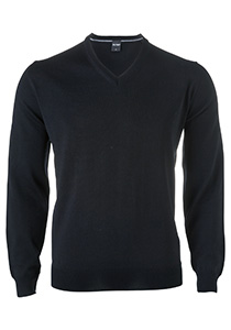 OLYMP modern fit trui wol, V-hals, zwart