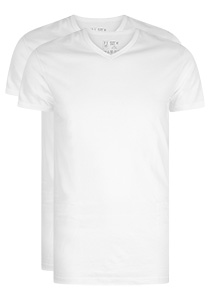 RJ Bodywear Everyday Den Haag T-shirts (2-pack), heren T-shirte extra lang, V-hals smal, wit