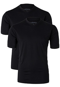 CASA MODA T-shirts (2-pack), V-neck, zwart