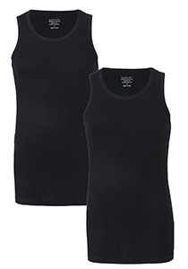 Claesen's Basics singlets (2-pack), heren rib ondershirts, zwart