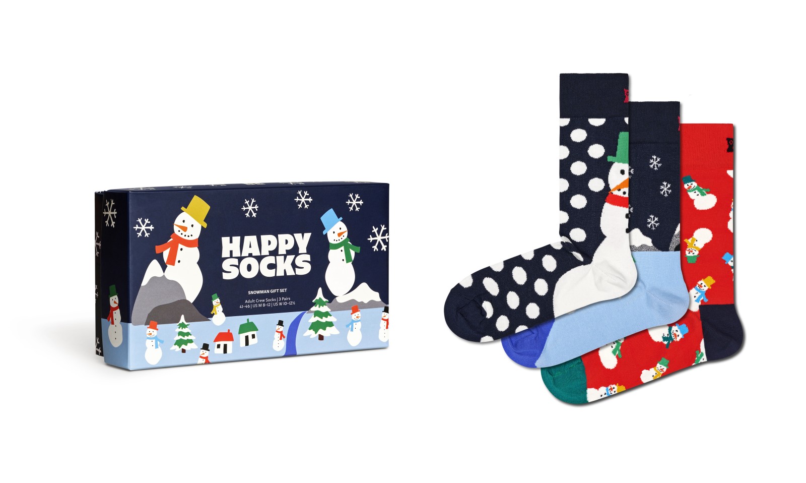 Happy Socks Snowman Socks Gift Set (3-pack), unisex sokken in cadeauverpakking