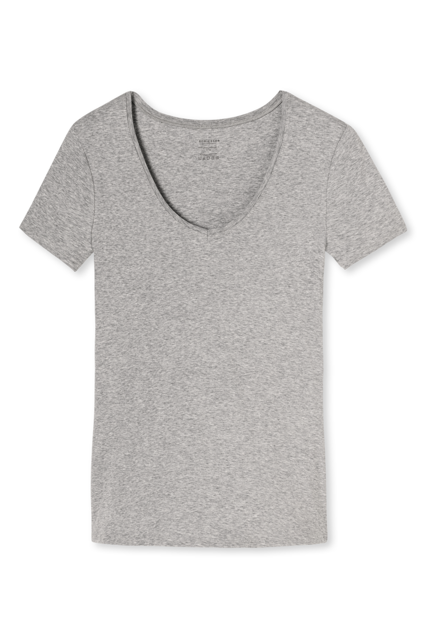 SCHIESSER Naturschonheit T-shirt (1-pack), dames shirt korte mouwen grijsmelange