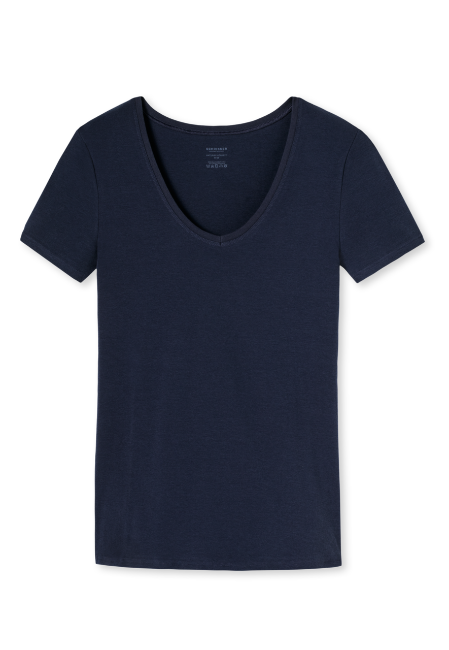 SCHIESSER Naturschonheit T-shirt (1-pack), dames shirt korte mouwen nachtblauw