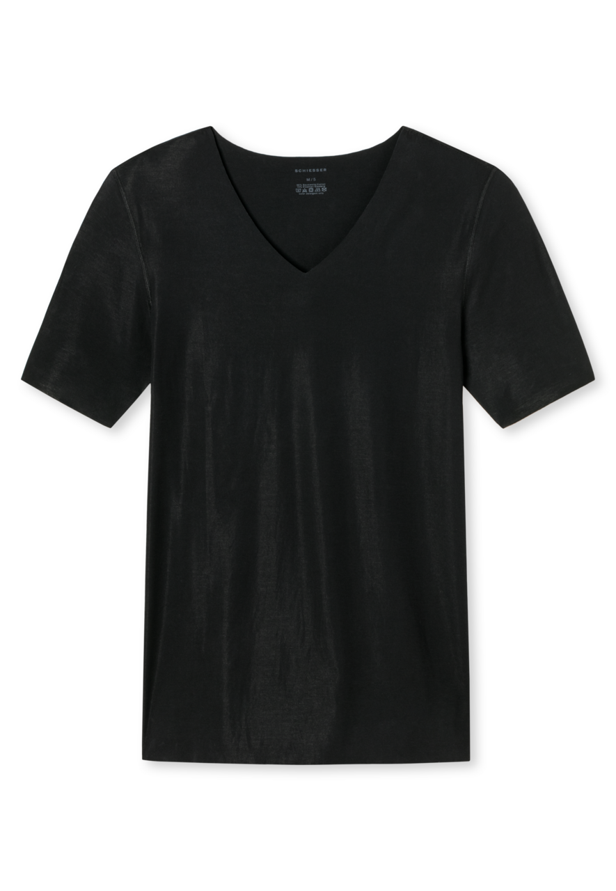 SCHIESSER Laser Cut T-shirt (1-pack), heren shirt korte mouwen zwart