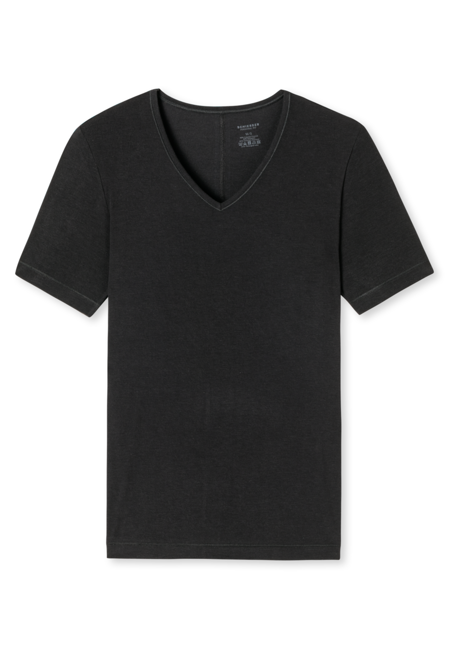 SCHIESSER Personal Fit T-shirt (1-pack), heren shirt korte mouwen v-hals zwart