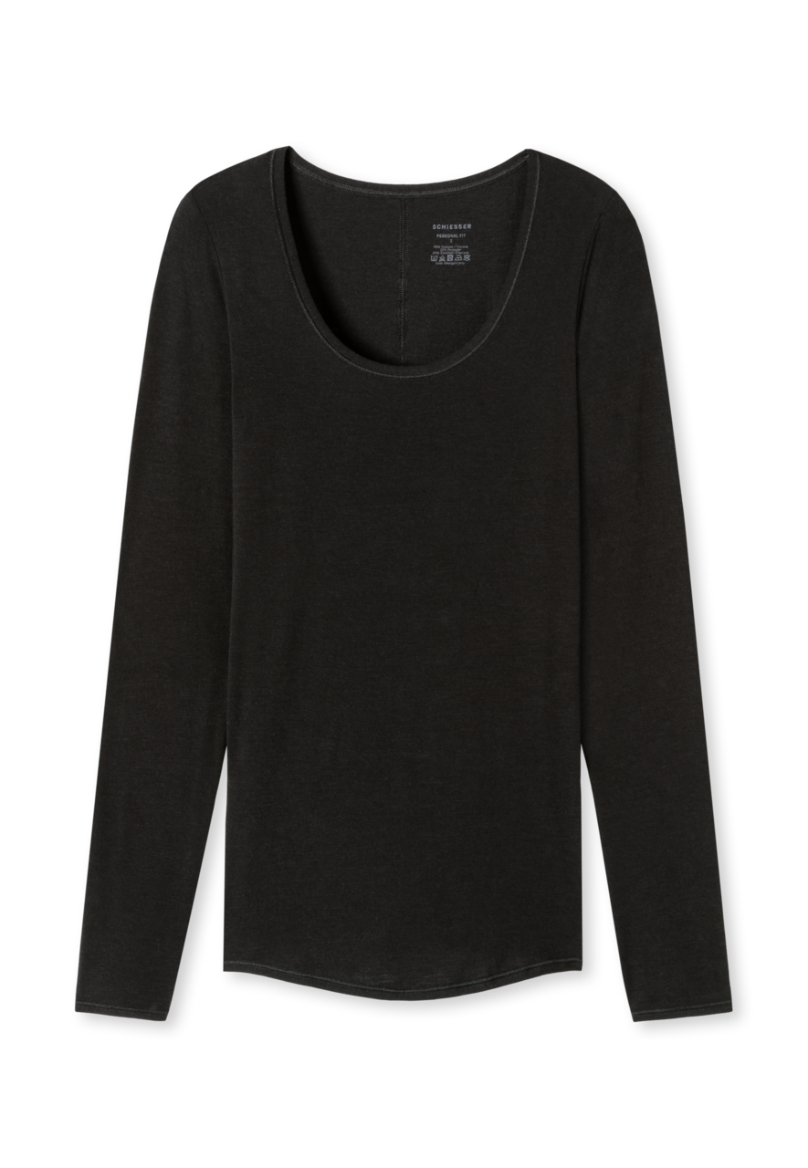 SCHIESSER Personal Fit T-shirt (1-pack), dames shirt lange mouwen zwart