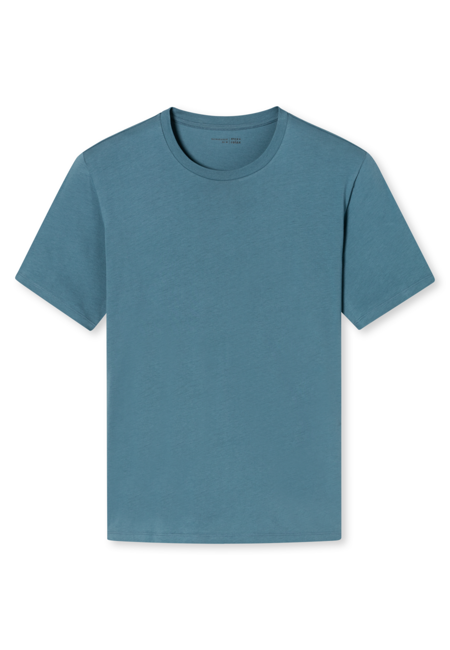 SCHIESSER Mix & Relax Cotton T-shirt, heren shirt korte mouw O-hals blauwgrijs