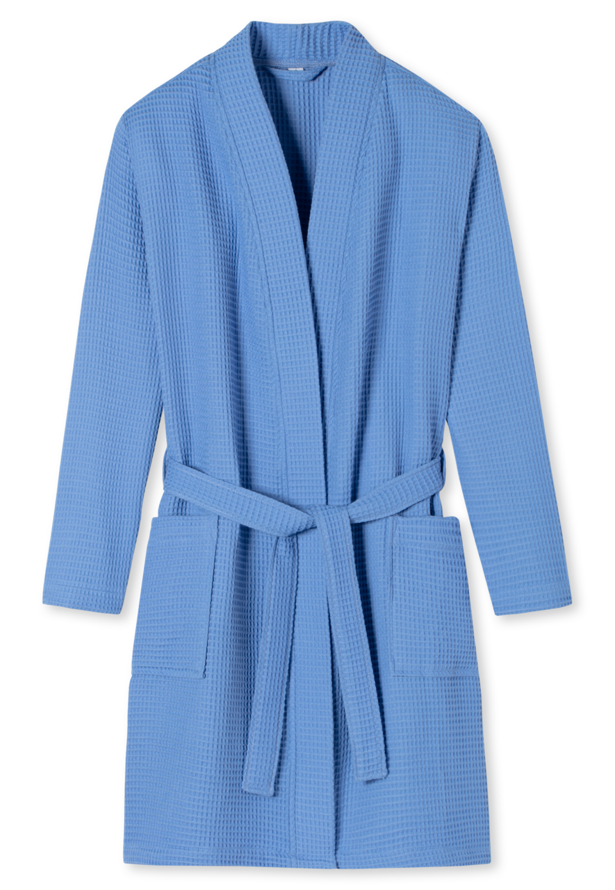 SCHIESSER Essentials badjas, dames badjas wafelpique blauw