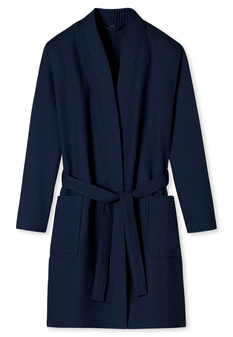 SCHIESSER Essentials badjas, dames badjas wafelpique donkerblauw