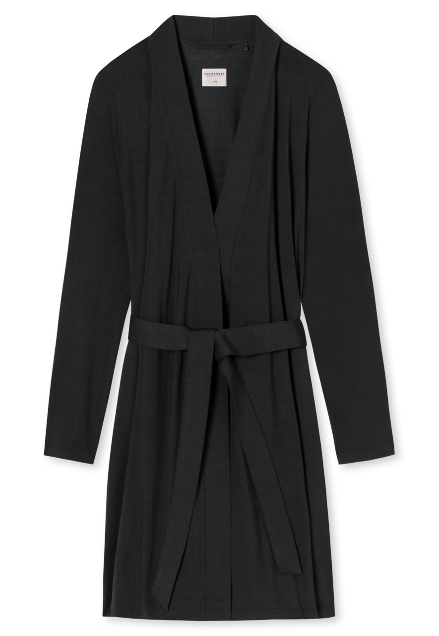 SCHIESSER Essentials badjas, dames kamerjas modal zwart